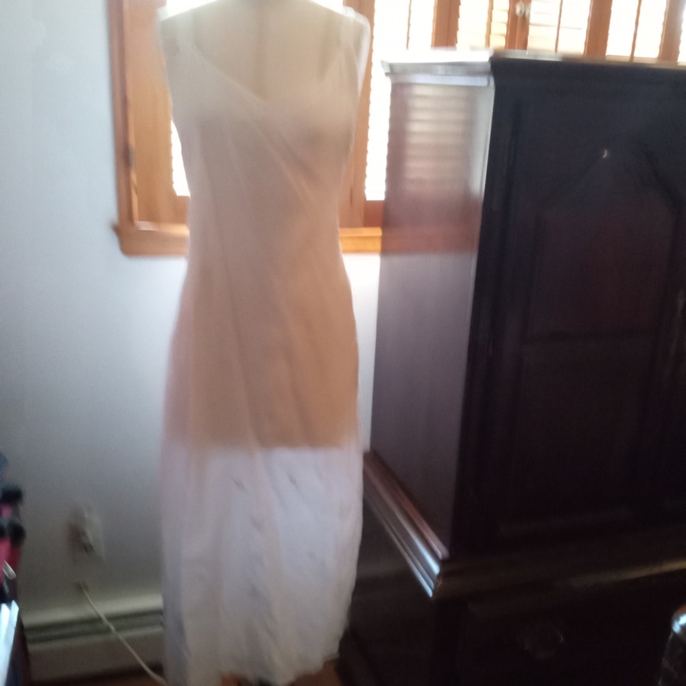 SHARON. WHITE SUMMER COTTON DRESS LINED SIZE L - Picture 4 of 4